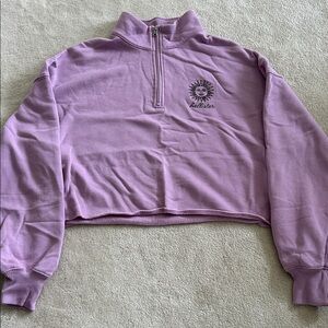 Hollister Women's Lavender Quarter-Zip Sweater